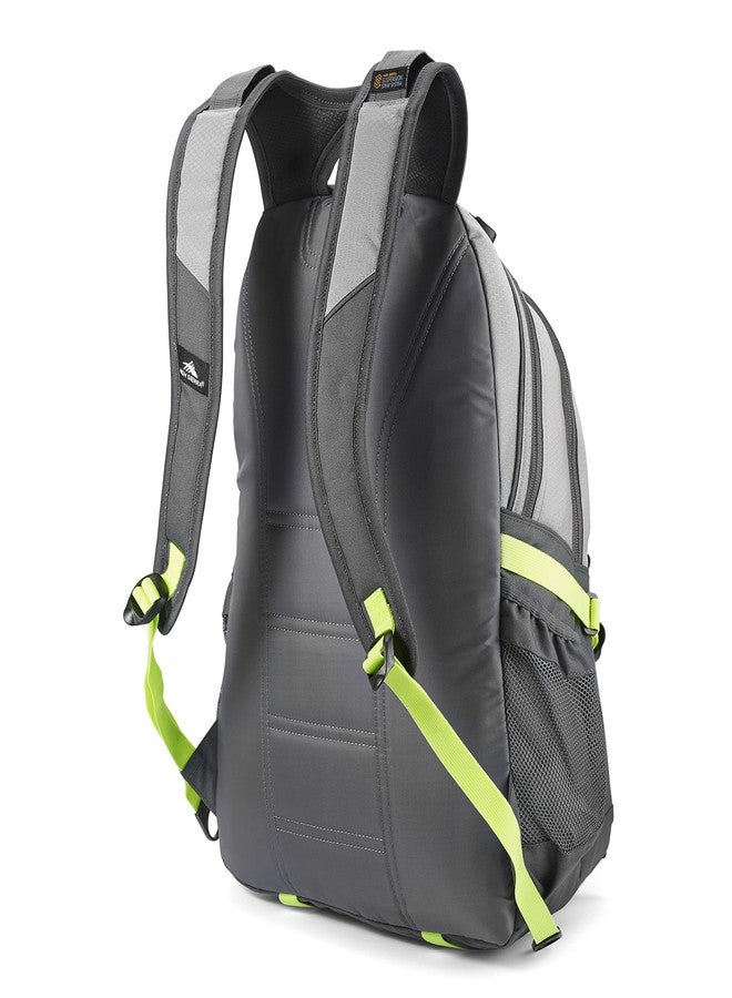 High Sierra Loop Backpack, Travel, or Work Bookbag with tablet sleeve, One Size, Steel Grey/Mercury/Neon Green - Image 3