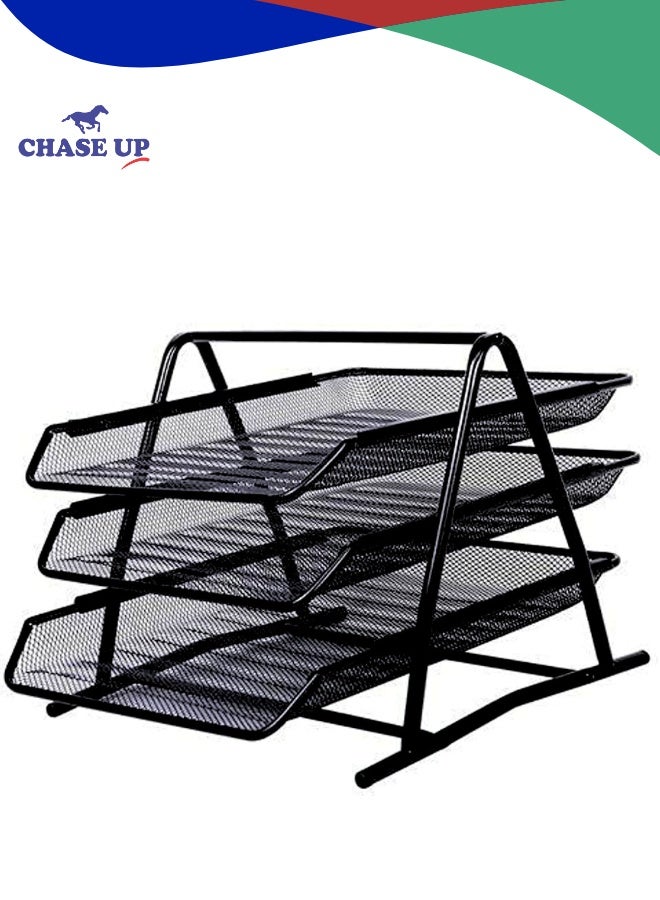 Chase Up Hi-Range Desk Deposit Tray 3 Layer A4 Metal tray Office Desk Organiser Paper - Image 1
