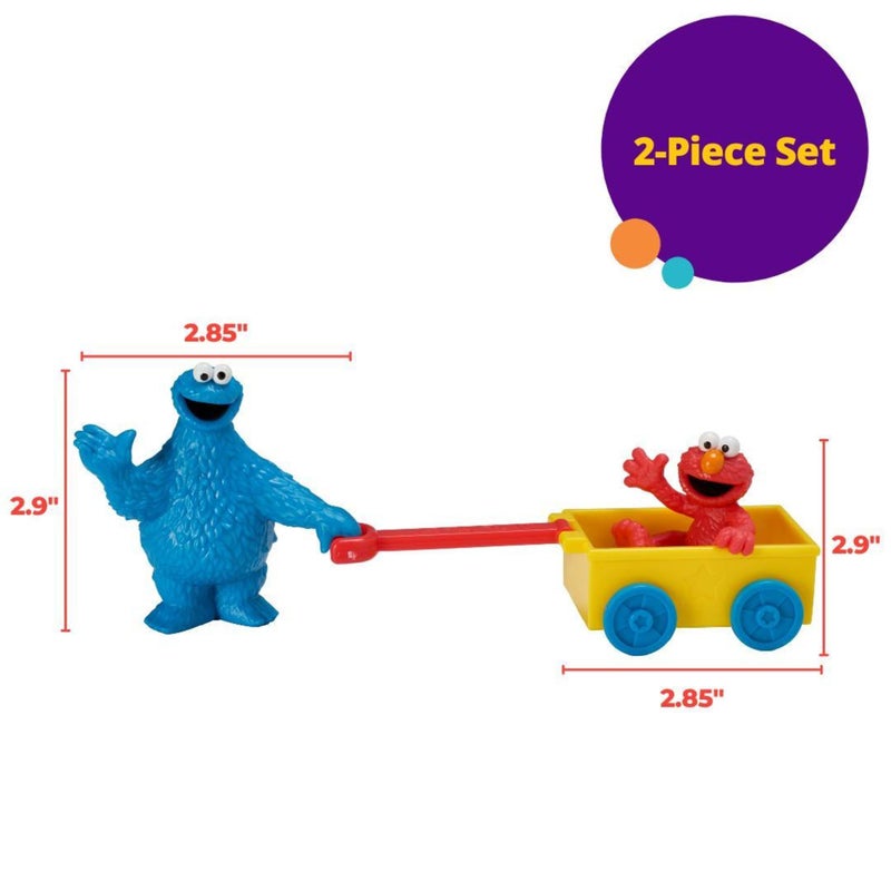 DecoPac DecoSetÂ® Sesame StreetÂ® Let's Play Cake Topper, 2-Piece Birthday Cake Decoration with Cookie Monster and Elmo in a Free-Wheeling Wagon, Ready to Use, Food Safe - Image 3