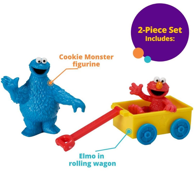DecoPac DecoSetÂ® Sesame StreetÂ® Let's Play Cake Topper, 2-Piece Birthday Cake Decoration with Cookie Monster and Elmo in a Free-Wheeling Wagon, Ready to Use, Food Safe - Image 5