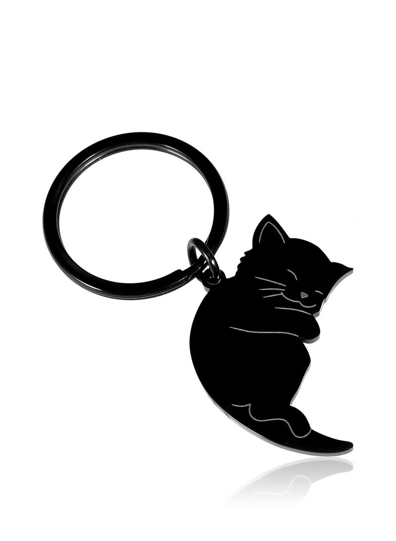 Y&D Cute Cat Couple Keychain Set - Valentine's Day Gift for Him, Her, Girlfriend, Boyfriend, Best Friend, Husband, Wife, Fiancée. Matching Lover's Keychains Birthday, Anniversary, New Year  - Image 2