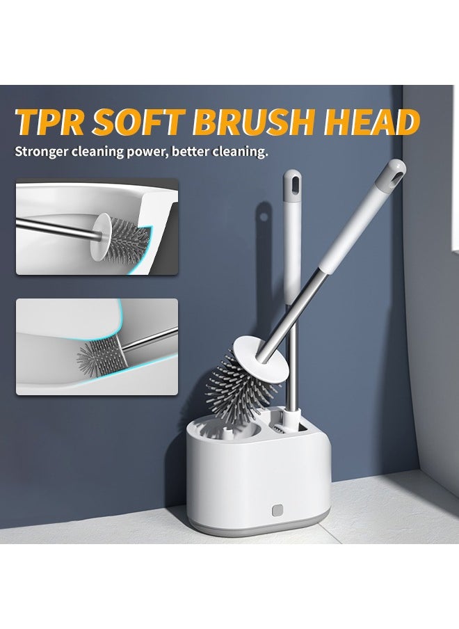 Generic Household Toilet Brush Set with Ventilated Base, No-Drill Wall-Mounted Restroom Brush with , Bathroom brush with Sticky Strips, Easy to Use and Clean  - Image 4