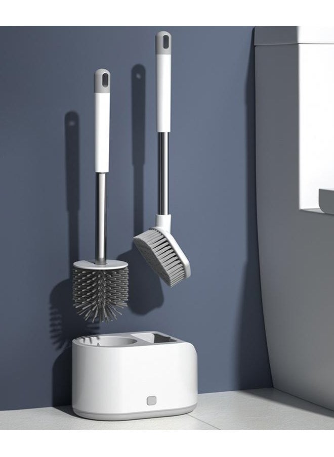 Generic Household Toilet Brush Set with Ventilated Base, No-Drill Wall-Mounted Restroom Brush with , Bathroom brush with Sticky Strips, Easy to Use and Clean  - Image 1