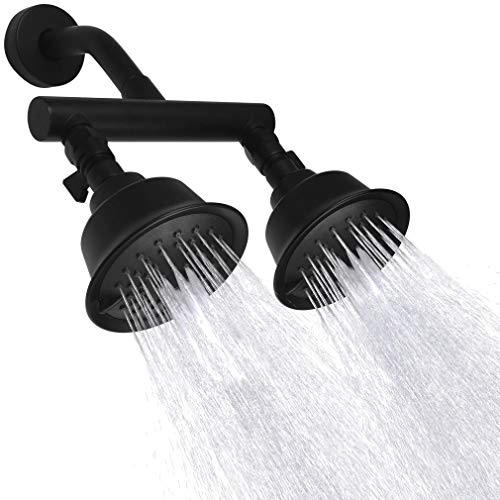 KAPHOME Double Shower Head with Shower Shut-Off Valves,2 Shower Head for Bathing,Dual Shower Head High Pressure 3 Function Sprayers,Matte Black - Image 1