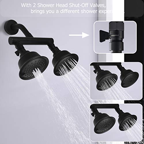 KAPHOME Double Shower Head with Shower Shut-Off Valves,2 Shower Head for Bathing,Dual Shower Head High Pressure 3 Function Sprayers,Matte Black - Image 2