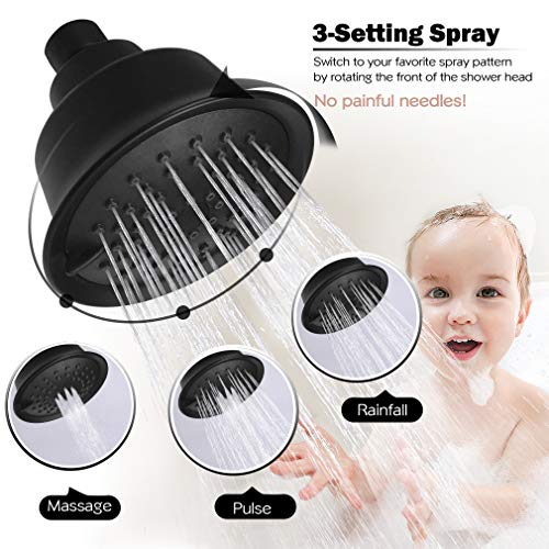 KAPHOME Double Shower Head with Shower Shut-Off Valves,2 Shower Head for Bathing,Dual Shower Head High Pressure 3 Function Sprayers,Matte Black - Image 3