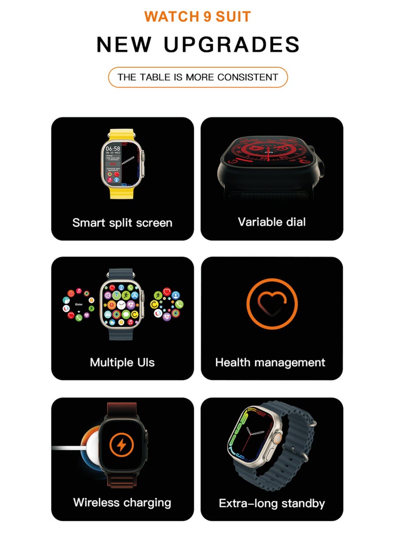 9 Suit Smart Watch with 2.09 Inch HD Display Bluetooth Call Game Smartwatch IP67 Waterproof with Heart Rate Sleep Monitoring and Earphones - Image 2