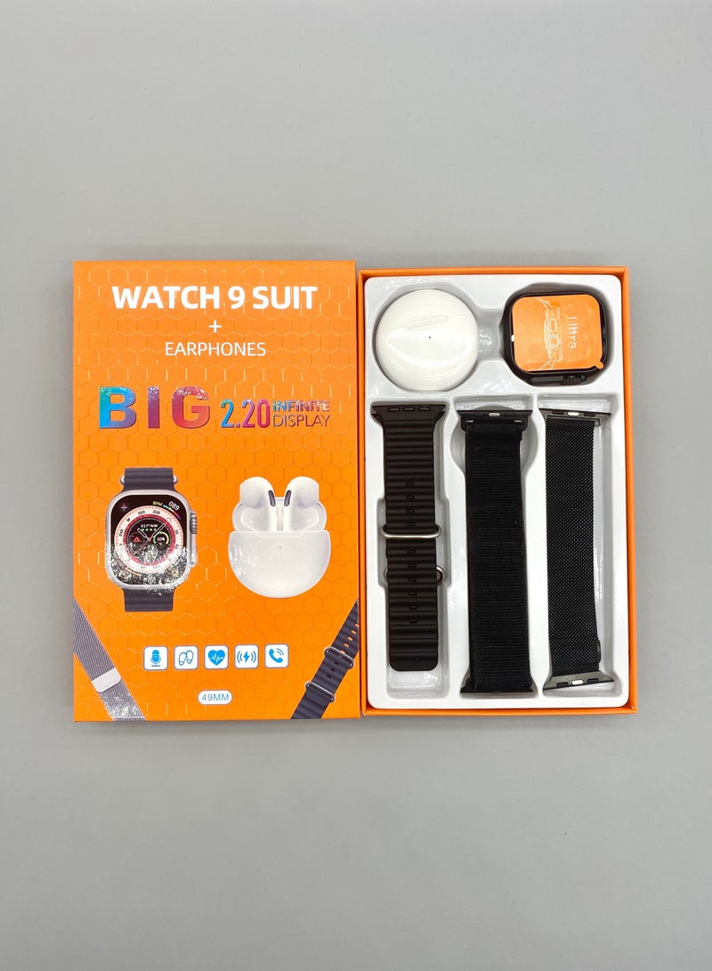 9 Suit Smart Watch with 2.09 Inch HD Display Bluetooth Call Game Smartwatch IP67 Waterproof with Heart Rate Sleep Monitoring and Earphones - Image 1
