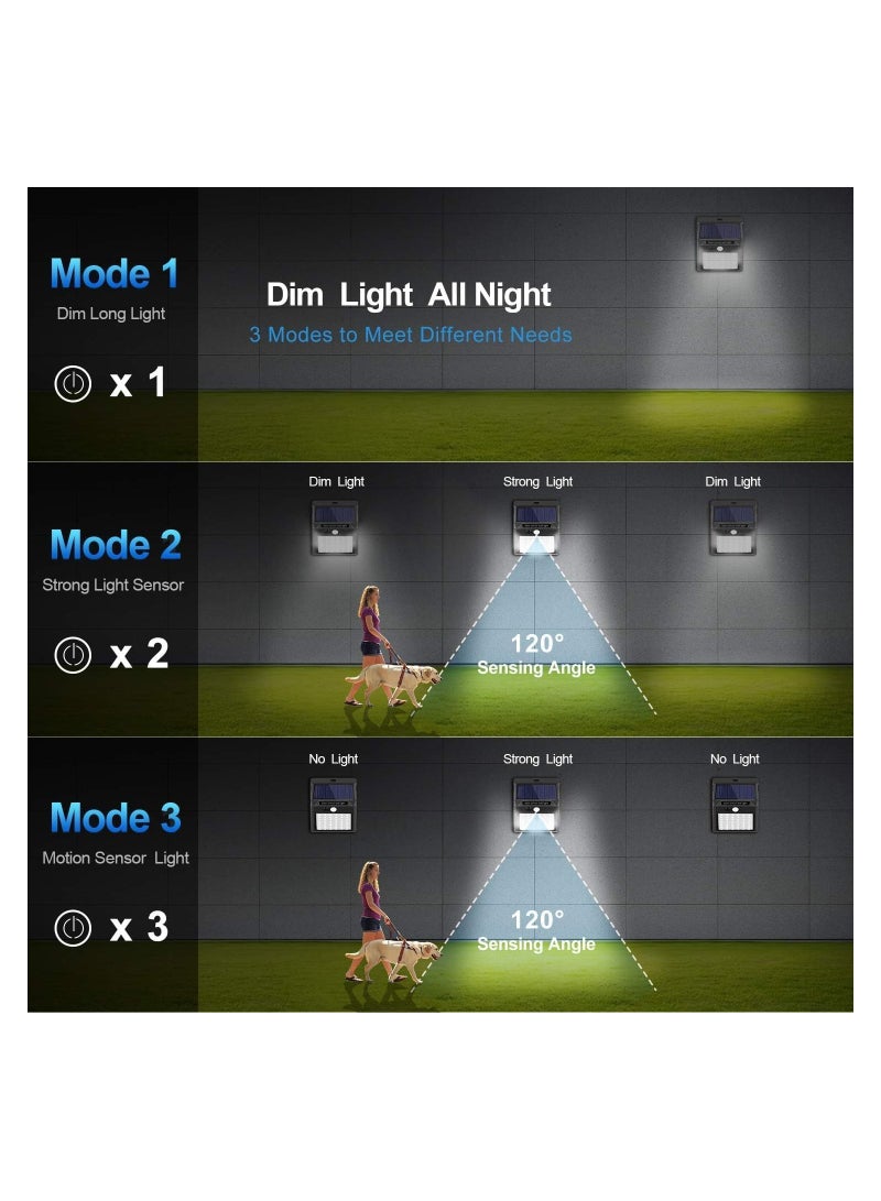 6 Pack Solar Motion Lights Outdoor, 3 Modes/100LED Solar Lights IP65 Waterproof Solar Motion Sensor Lights Solar Wall Lights Outdoor Lights for Front Door, Backyard, Garage (6 PACK)