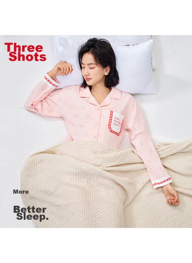 THREEGUN [Zhimeng Series] Women'S Pajamas, Pure Cotton, Anti-Mite, 100% Cotton, Long Sleeve, Round Neck, Pullover, Casual - Image 2