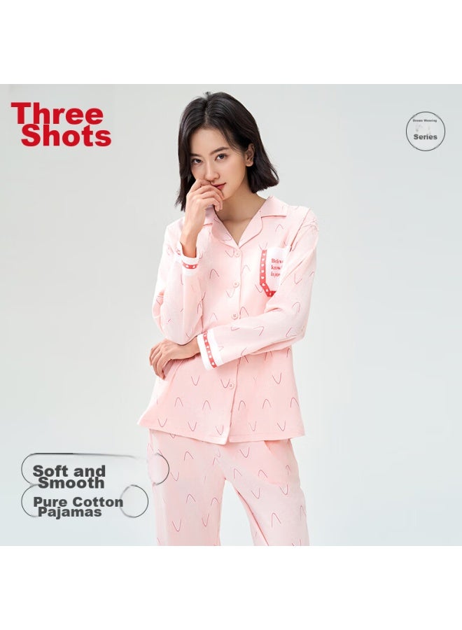 THREEGUN [Zhimeng Series] Women'S Pajamas, Pure Cotton, Anti-Mite, 100% Cotton, Long Sleeve, Round Neck, Pullover, Casual - Image 1