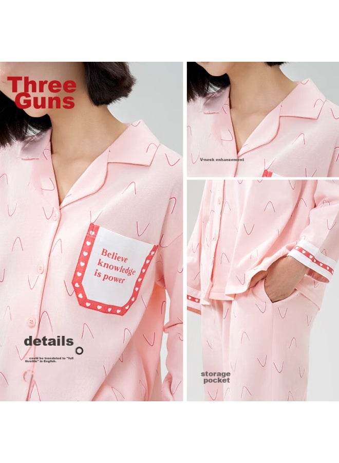 THREEGUN [Zhimeng Series] Women'S Pajamas, Pure Cotton, Anti-Mite, 100% Cotton, Long Sleeve, Round Neck, Pullover, Casual - Image 5