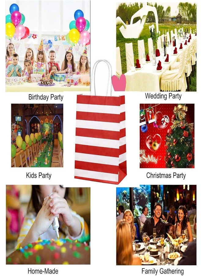 Aakriti Paper Gift Bags | Return Gift & Shopping Bags with Handles | Ideal for Party Favors, Retail Packaging | Red White Striped Design (Red And White 10 pcs, Size 10 x 4 x 12 Inches (L x W x H) Medium - Image 4