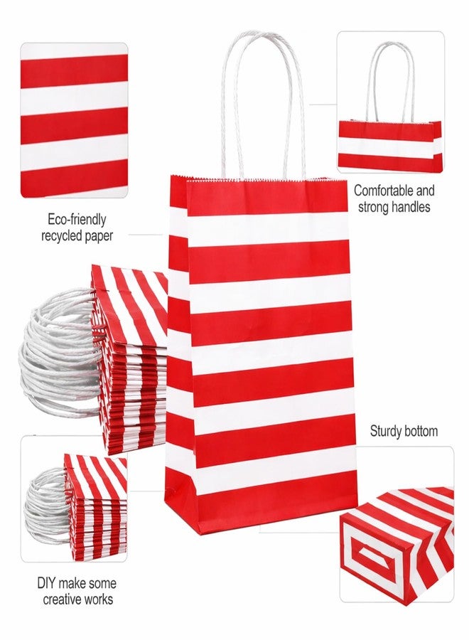 Aakriti Paper Gift Bags | Return Gift & Shopping Bags with Handles | Ideal for Party Favors, Retail Packaging | Red White Striped Design (Red And White 10 pcs, Size 10 x 4 x 12 Inches (L x W x H) Medium - Image 3