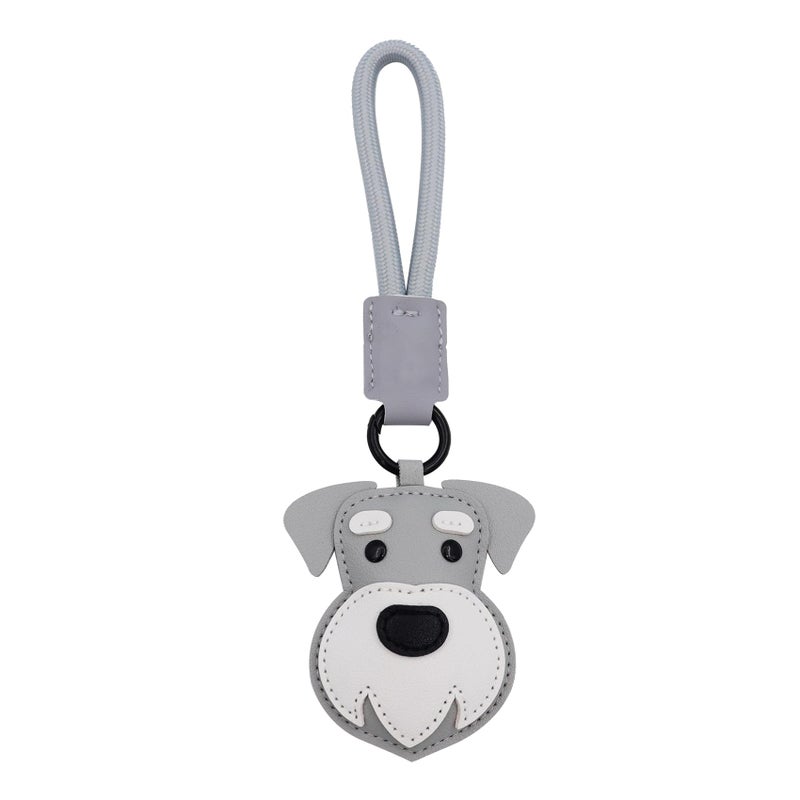 Elechobby Soft Leather Dog Keychain,Cute Cartoon Animal Keyring,Border collie,Beagle,Schnauzer,Poodle,Faldou,Husky Keychain (Schnauzer) - Image 1