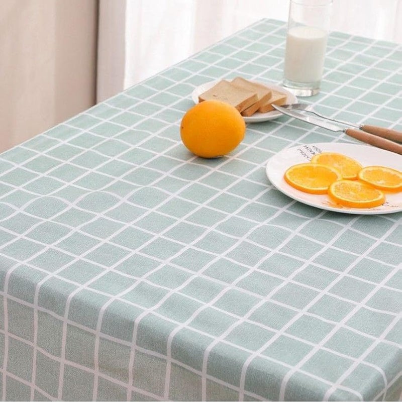 Multicoloured Geometric Tablecloth, Rectangular, Heavyweight, Polyester, Plastic, Basket Weave, All Season, Dining Table (Multicolor, 137 x 180)