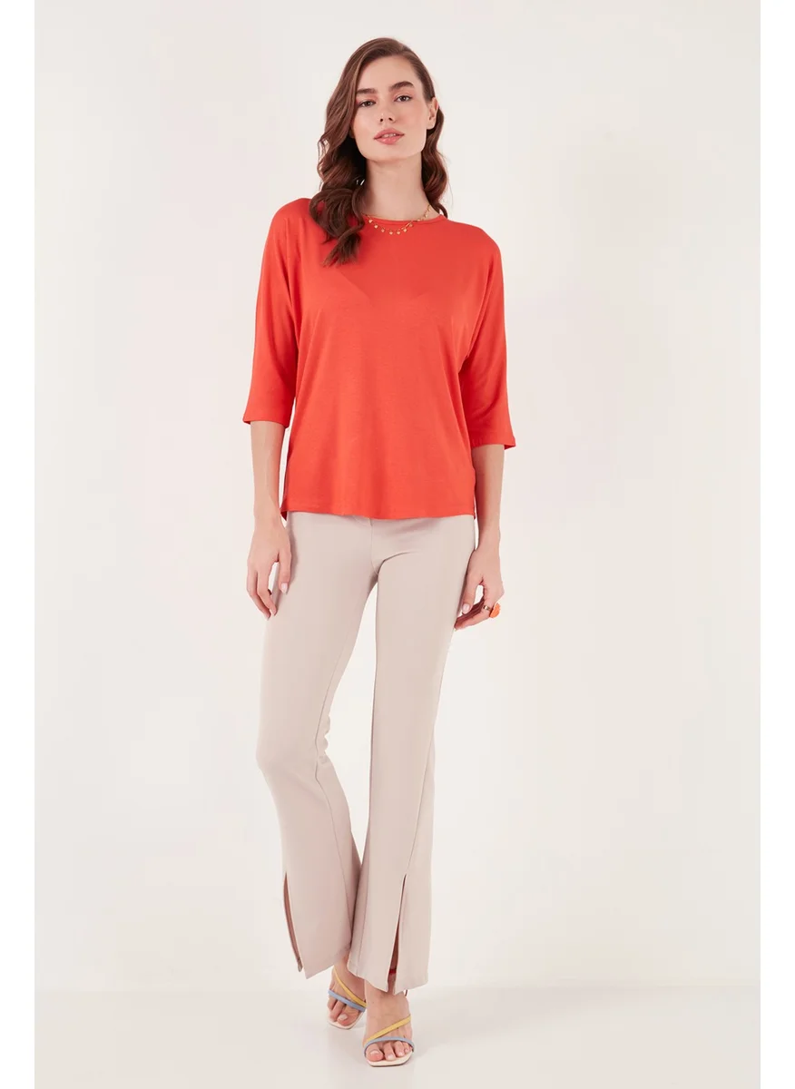 ليلا Three Quarter Sleeve Blouse 5861416Y
