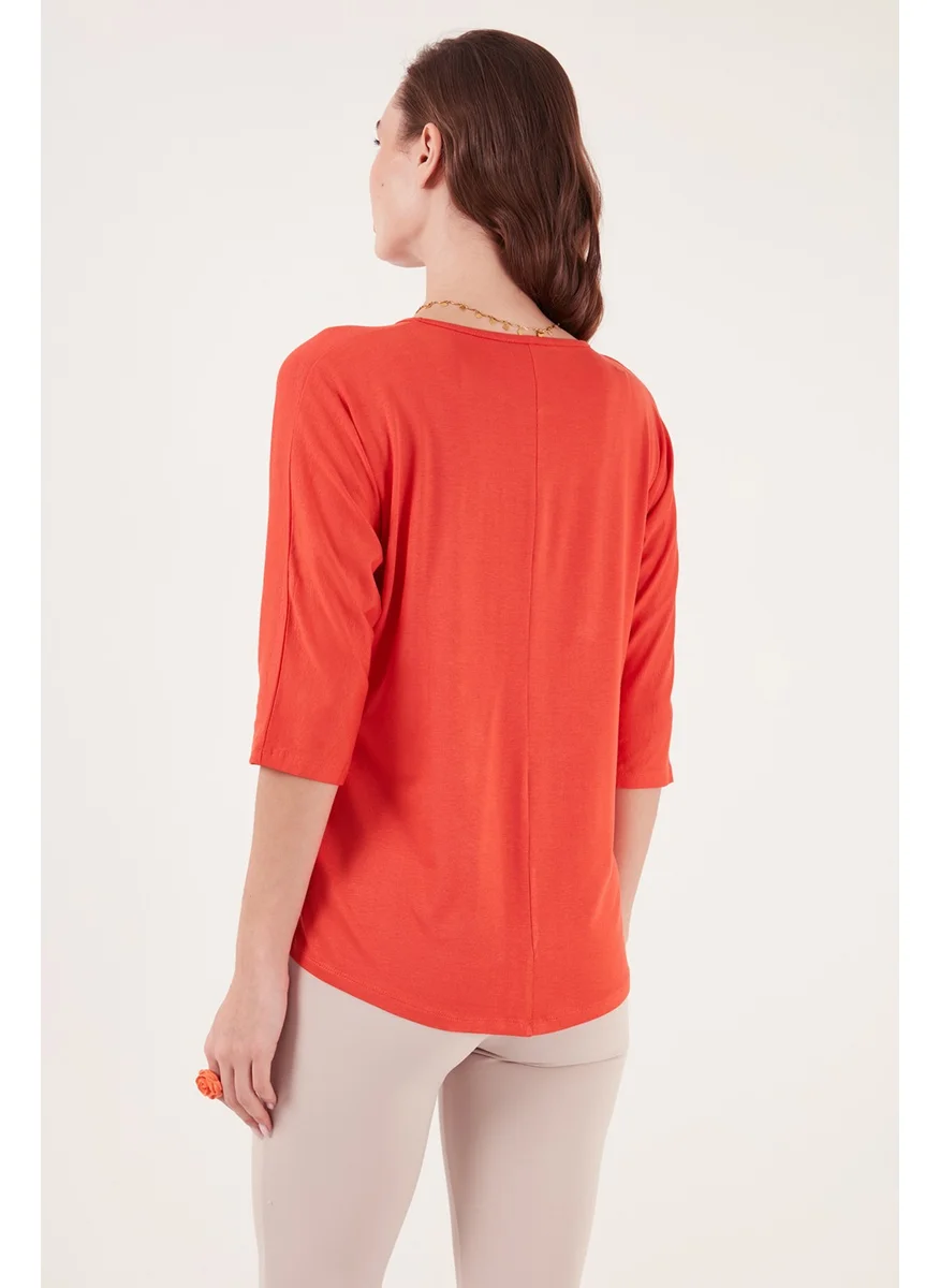 ليلا Three Quarter Sleeve Blouse 5861416Y