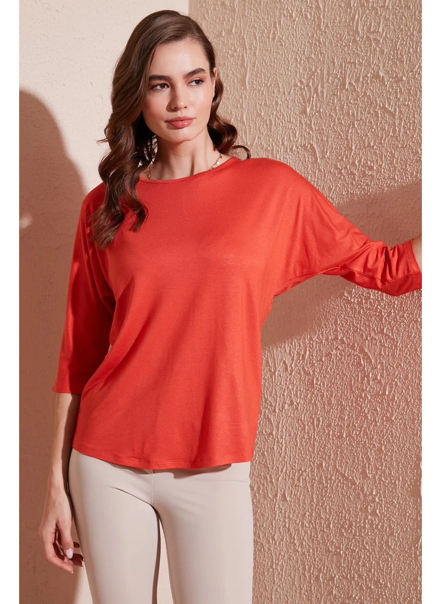 ليلا Three Quarter Sleeve Blouse 5861416Y