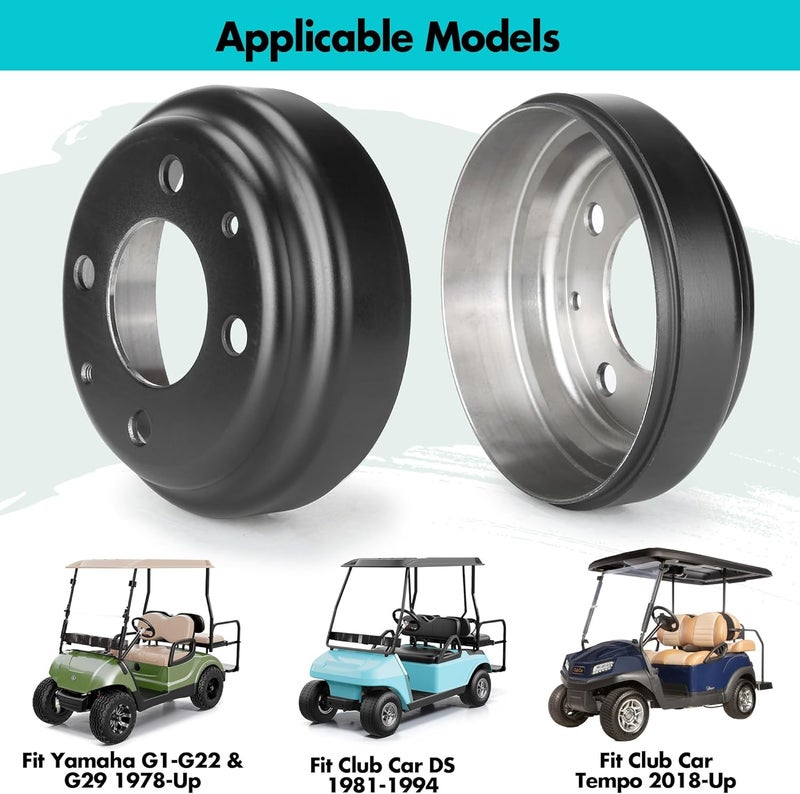 10L0L Golf Cart Brake Drums for Yamaha G1-G22 & G29, Club Car DS & Tempo - 2 Pack - Image 3