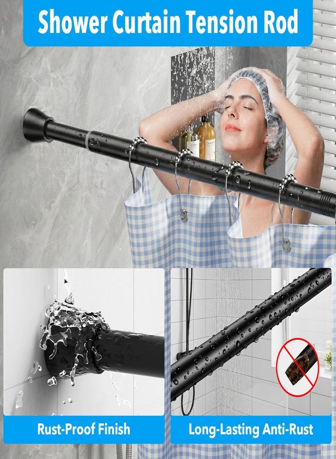 ZipGlo Tension Curtain Rod 40 to 73 inches 1PCS,Shower Curtain Rods No Drilling Black Expandable Rods Adjustable Curtain Rods for Window, Wardrobe, Doorway, Kitchen - Image 3