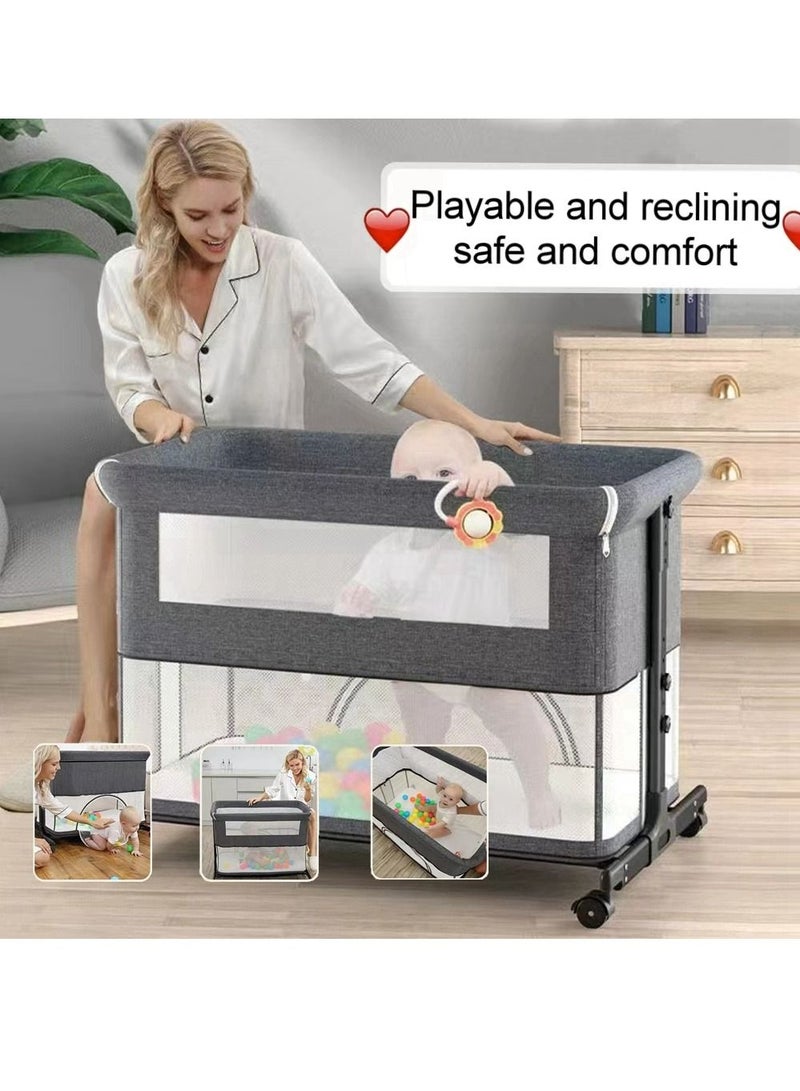 كول بيبي سرير قابل للطي من COOLBABY ، سرير سرير أطفال مع سلة تخزين كبيرة ، سرير قابل للطي لحديثي الولادة ، سرير لعب ، ارتفاع قابل للتعديل ، سرير كبير يمكن تقسيمه - Image 2