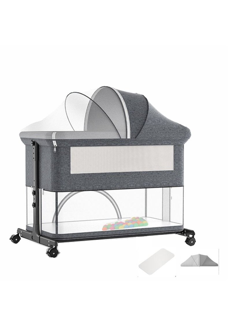 كول بيبي سرير قابل للطي من COOLBABY ، سرير سرير أطفال مع سلة تخزين كبيرة ، سرير قابل للطي لحديثي الولادة ، سرير لعب ، ارتفاع قابل للتعديل ، سرير كبير يمكن تقسيمه - Image 1