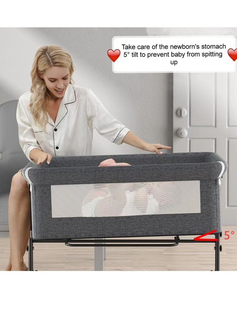 كول بيبي سرير قابل للطي من COOLBABY ، سرير سرير أطفال مع سلة تخزين كبيرة ، سرير قابل للطي لحديثي الولادة ، سرير لعب ، ارتفاع قابل للتعديل ، سرير كبير يمكن تقسيمه - Image 4