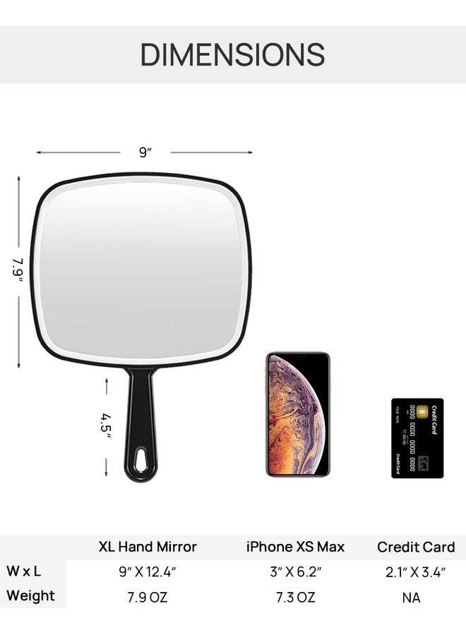 OMIRO Hand Mirror Extra Large Black Handheld Mirror With Handle 12.4 L X 9 W - Image 3