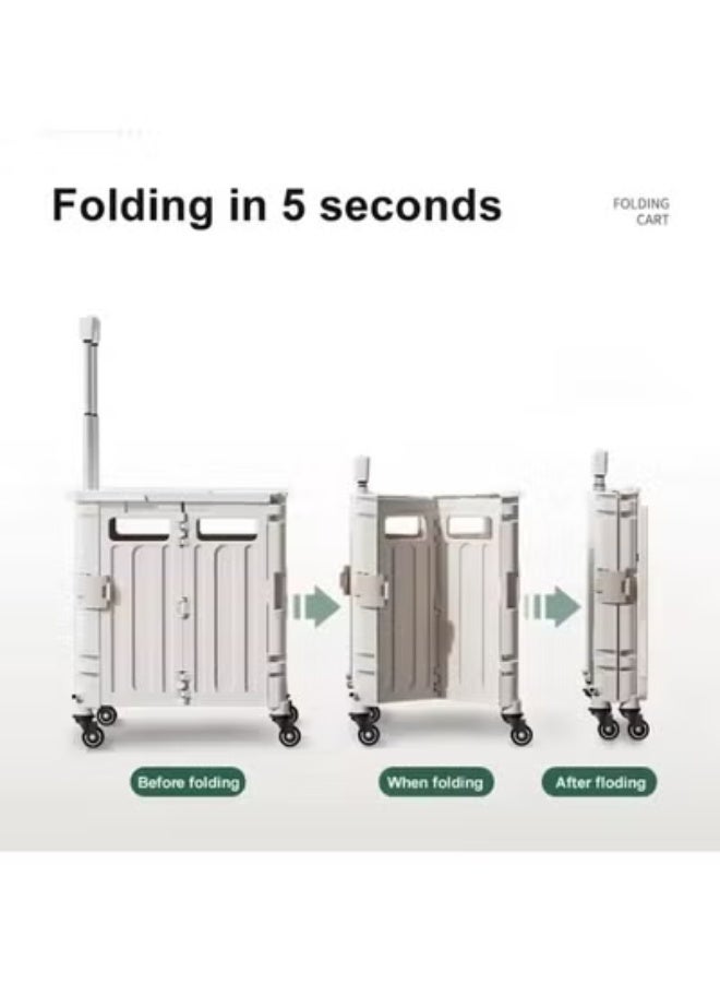 DUNISO Folding shopping cart, portable small cart with lid and two pulleys, adjustable height, suitable for mobile, grocery shopping, luggage, grey - Image 2