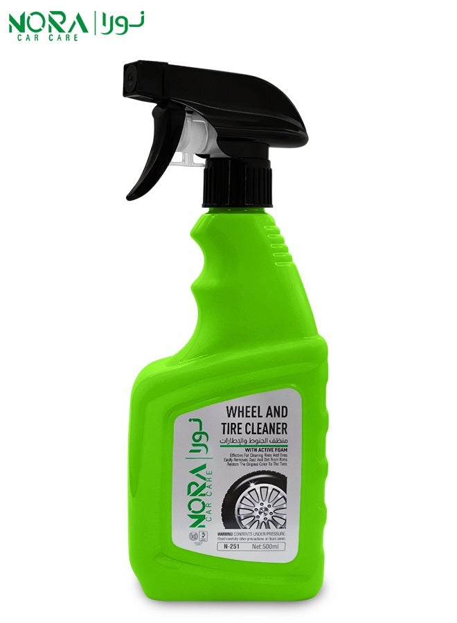 Nora Wheel and Tire Cleaner Spray 500ml | Active Foam Formula for Removing Brake Dust, Road Grime, and Dirt from Alloy, Chrome, Polished, and Painted Rims | Safe Deep Cleaning for Tires and Wheels | Model N-251 - Image 2