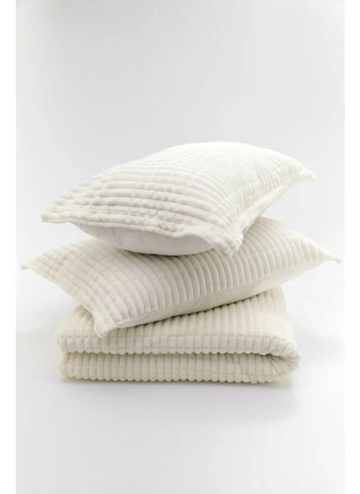 ميرينوس Modern Line 3 Piece Blanket Set - Ecru