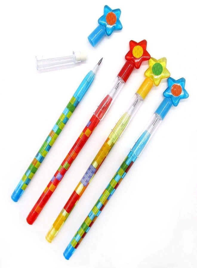 TINYMILLS Tiny Mills 24 Pcs Building Blocks Brick Multi Point Stackable Pencil with Eraser for Brick Birthday Party Favor Prize Carnival Goodie Bag Stuffers Classroom Rewards Pinata Fillers - Image 3