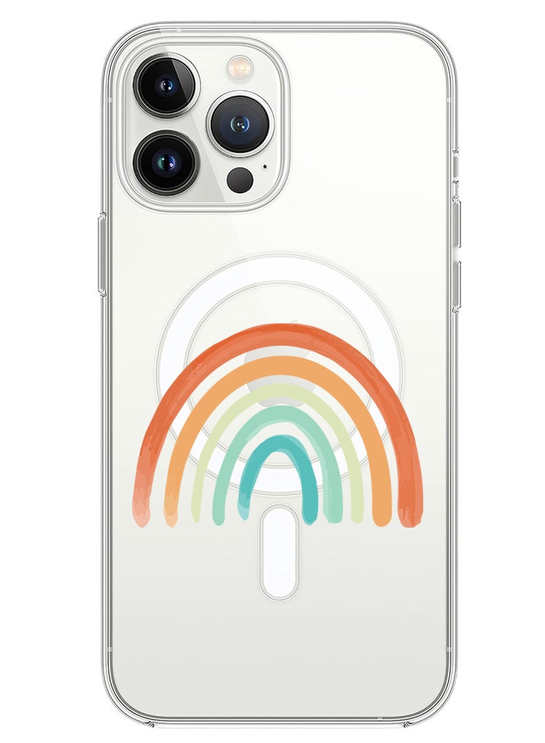 Theodor حافظة مغناطيسية لجهاز آيفون 13 برو ماكس 6.7 بوصة متوافقة مع شحن ماغسيف اللاسلكي، غطاء هاتف مضاد للصدمات قوس قزح - Image 1