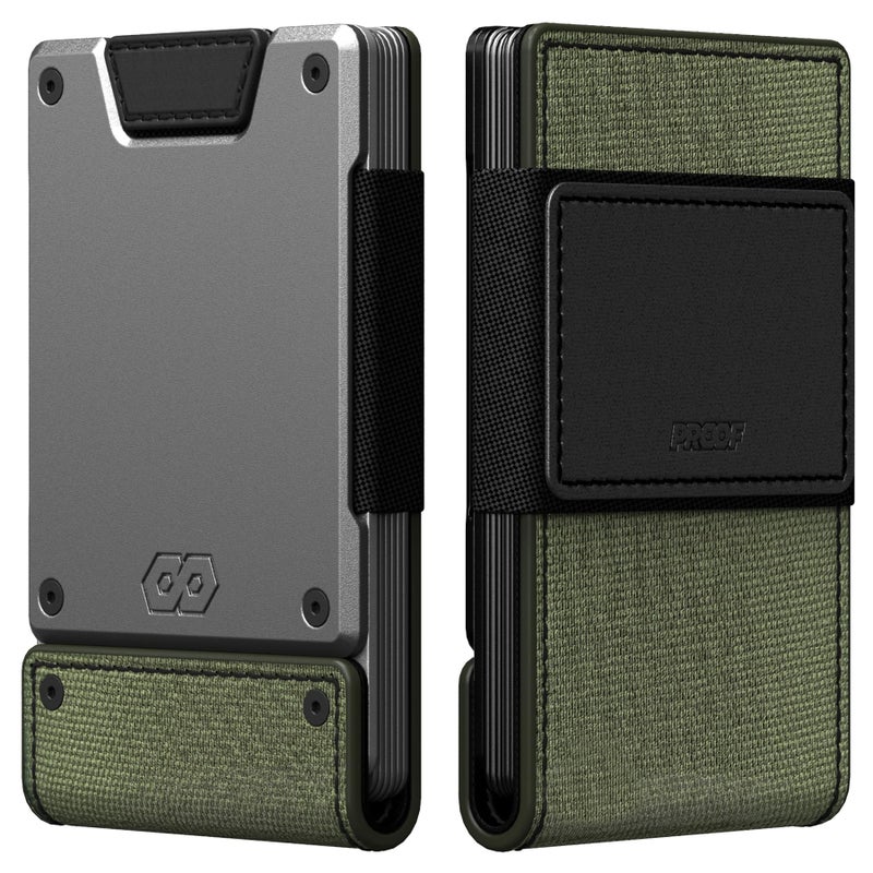 PROOF Wallet | Slim Minimalist Wallets for Men | Leather & Metal | RFID Wallet | Front/Back Pocket | Gift Box | Veteran Owned (Operator (1000D Nylon, Black Leather | Satin Gun Metal)) - Image 2