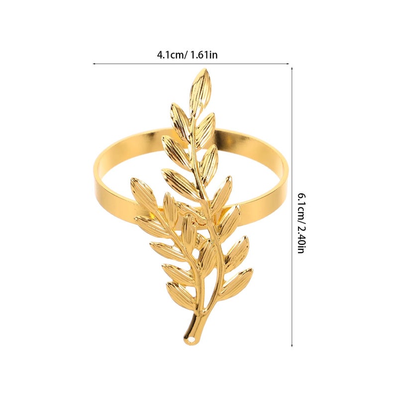 Gold Metal Wheat Leaf Napkin Rings Set Of 12 For Thanksgiving Wedding Holiday Table Decor - Image 3