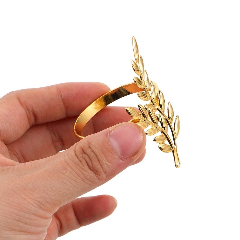 Gold Metal Wheat Leaf Napkin Rings Set Of 12 For Thanksgiving Wedding Holiday Table Decor - Image 5