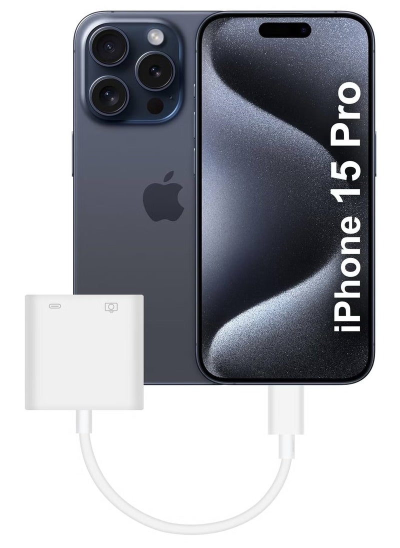 ELTRAZONE USB-C Camera Adapter for Apple iPhone 15 Pro – Plug and Play 3.0 OTG Adapter with Charging Port, Supports Card Reader, USB Flash Drive, Keyboard, and Mouse – White - Image 1
