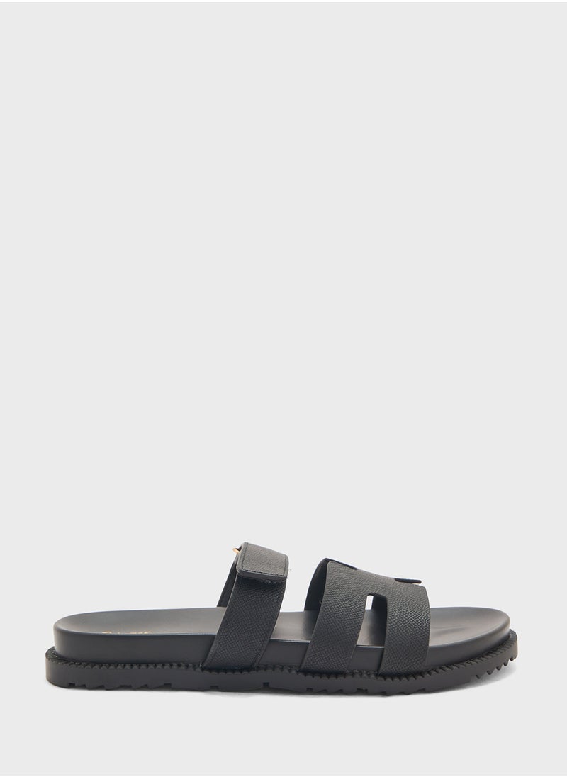 Ginger - Gladiator Velcro Strap Flat Sandal - Image 1