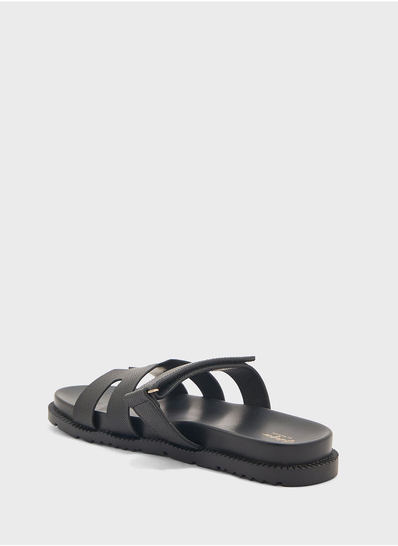 Ginger - Gladiator Velcro Strap Flat Sandal - Image 1