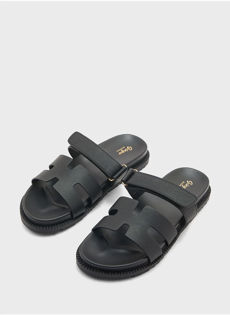 Ginger Gladiator Velcro Strap Flat Sandal