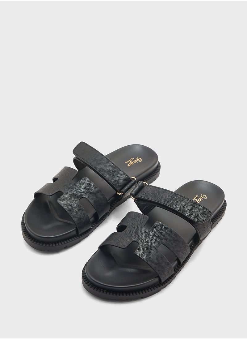 Ginger - Gladiator Velcro Strap Flat Sandal - Image 1