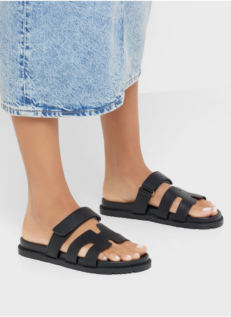 Ginger - Gladiator Velcro Strap Flat Sandal - Image 1