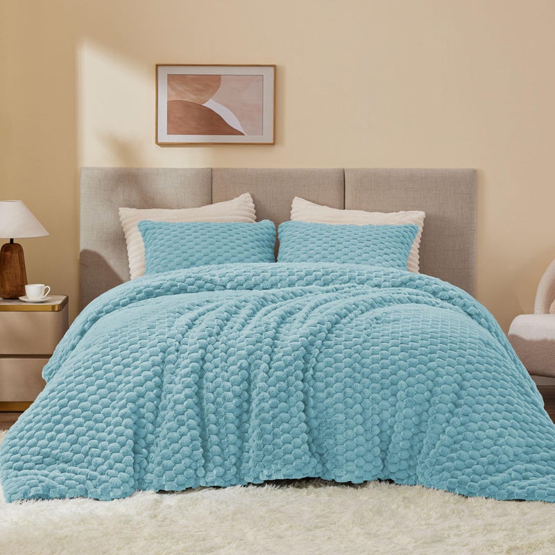 BEDELITE Fluffy Twin Comforter Set - Dusty Blue Fleece Soft Comforter for Twin Size Bed  Luxury Warm Bedding Set for Winter  Fuzzy Bed Set 2 Pieces (1 Comforter  1 Pillowcase) - Image 2
