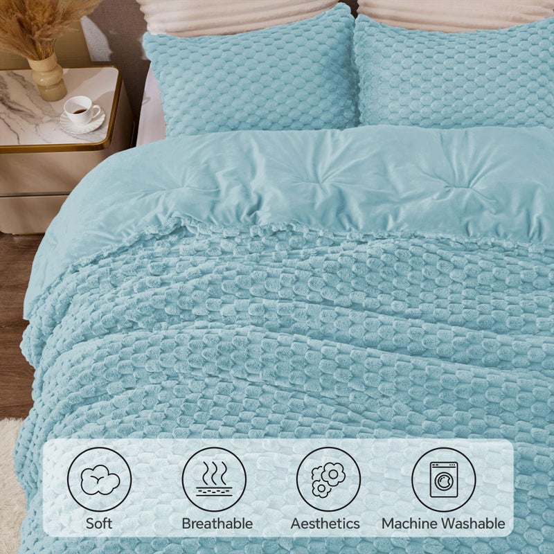 BEDELITE Fluffy Twin Comforter Set - Dusty Blue Fleece Soft Comforter for Twin Size Bed  Luxury Warm Bedding Set for Winter  Fuzzy Bed Set 2 Pieces (1 Comforter  1 Pillowcase) - Image 4