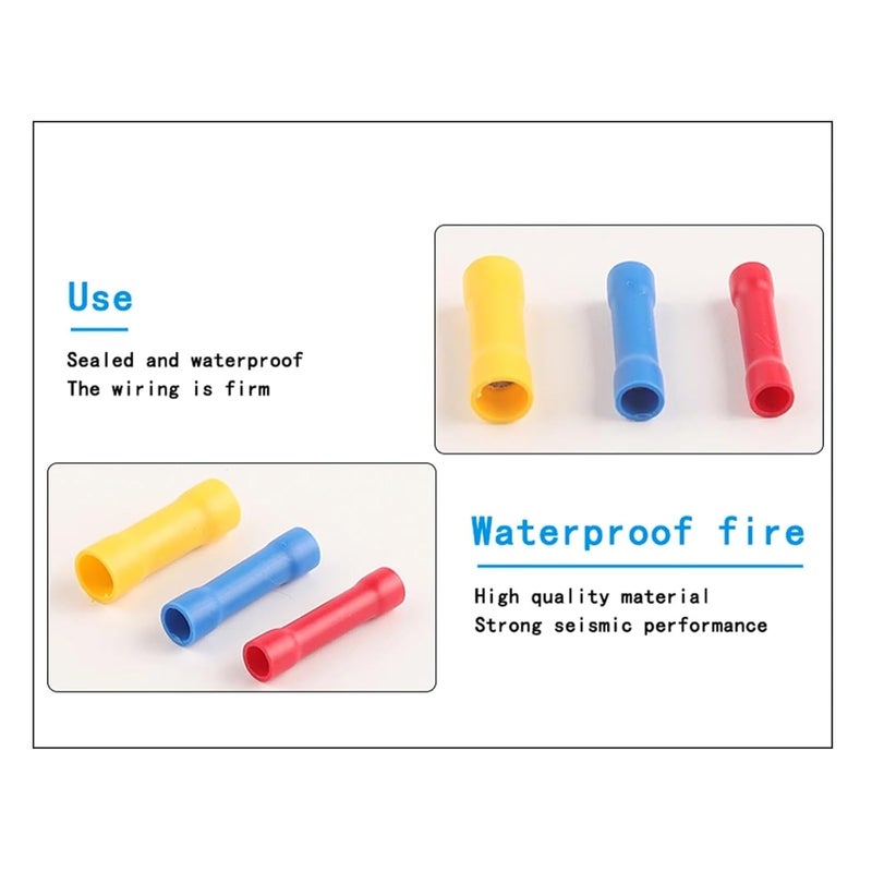 Yellow BV5 5 25PCS Copper Conductor Insulated Butt Connectors Crimp Terminals Set - Image 5