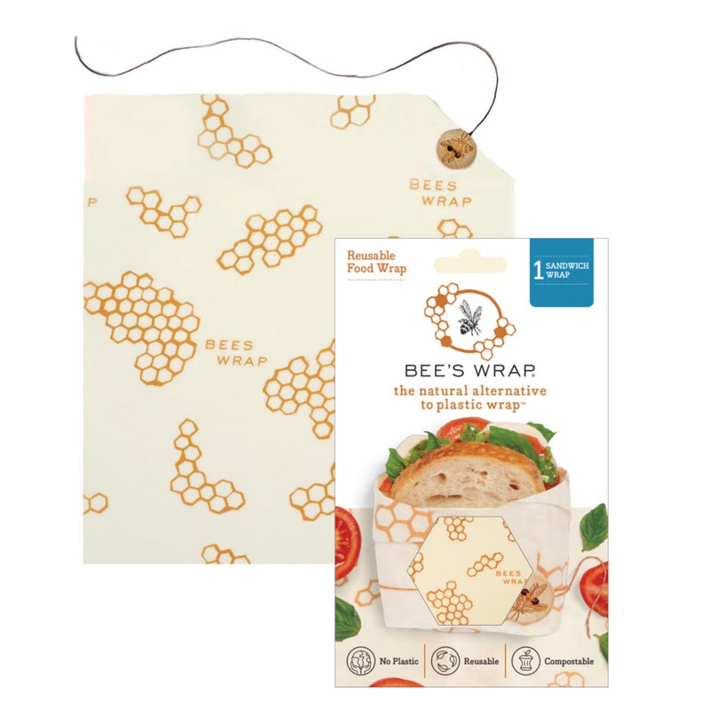 Bee's Wrap Beeswax Wraps for Food - Honeycomb Sandwich Wrap - Made in USA Reusable Bread Bags - Organic & Eco-Friendly Alternative to Aluminum Foil, Sandwich Bags & Plastic Wrap - Image 1