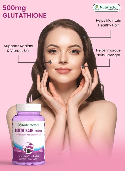 glutathione 600 dr lacir Nutrifactor GlutaFair - Promotes Youthful & Vibrant Skin Tone - L  Glutathione with Vitamin C & E - 30 Tablets | Best Price Kuwait