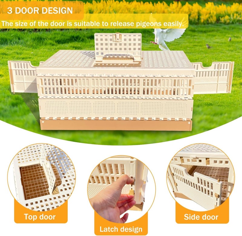 WEIYOONS Pigeon Cage Folding Racing Pigeons Travel Cage Pairing Cage Plastic Three Doors Nest Box for Training and Release, Competition (22.8" LX 12.6" W X9.45 H) - Image 4