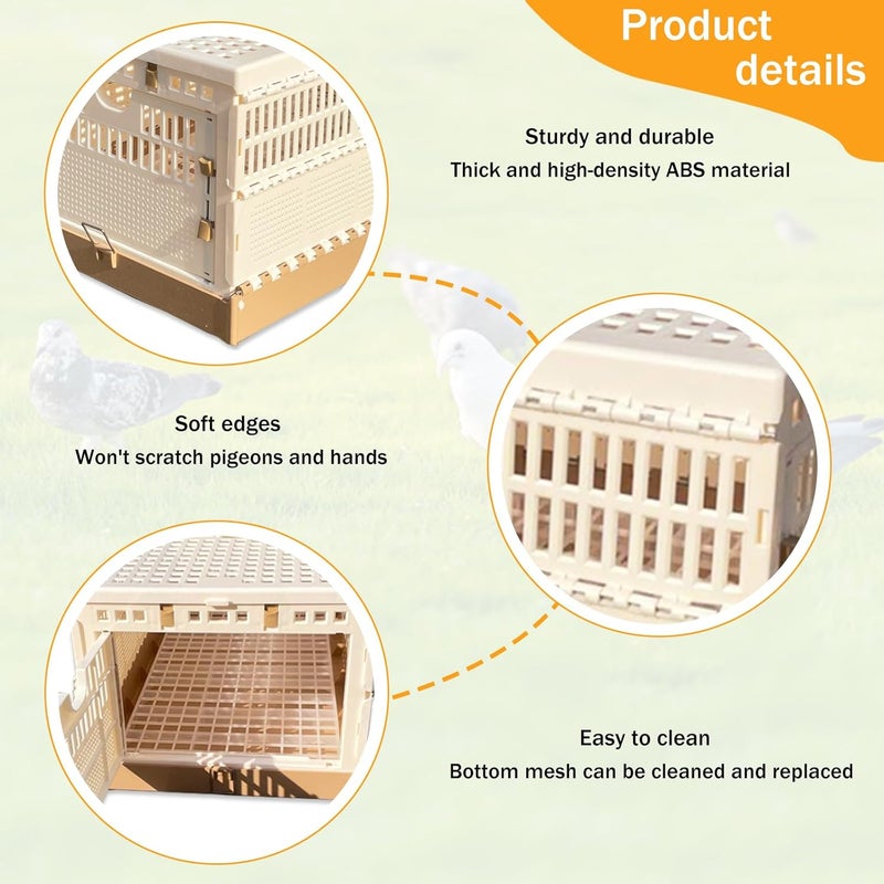 WEIYOONS Pigeon Cage Folding Racing Pigeons Travel Cage Pairing Cage Plastic Three Doors Nest Box for Training and Release, Competition (22.8" LX 12.6" W X9.45 H) - Image 5